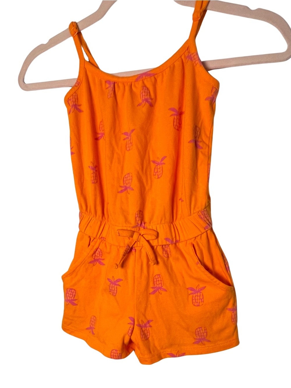 Girls' Orange with Pink
Pineapple Print Summer Romper | Sleeveless Elastic Waist